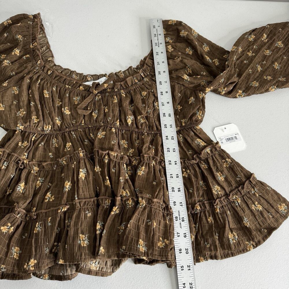 Altar’d State Kelcie Floral Babydoll Top Womens M Brown Dainty Cottage Prairie - Picture 10 of 13